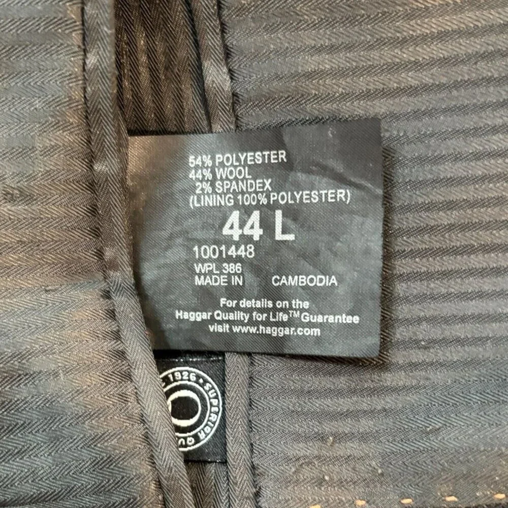 Haggar Wool Blend Black Blazer Men’s 44L 🖤 Classic Fit 2 Button Sport‎ Coat